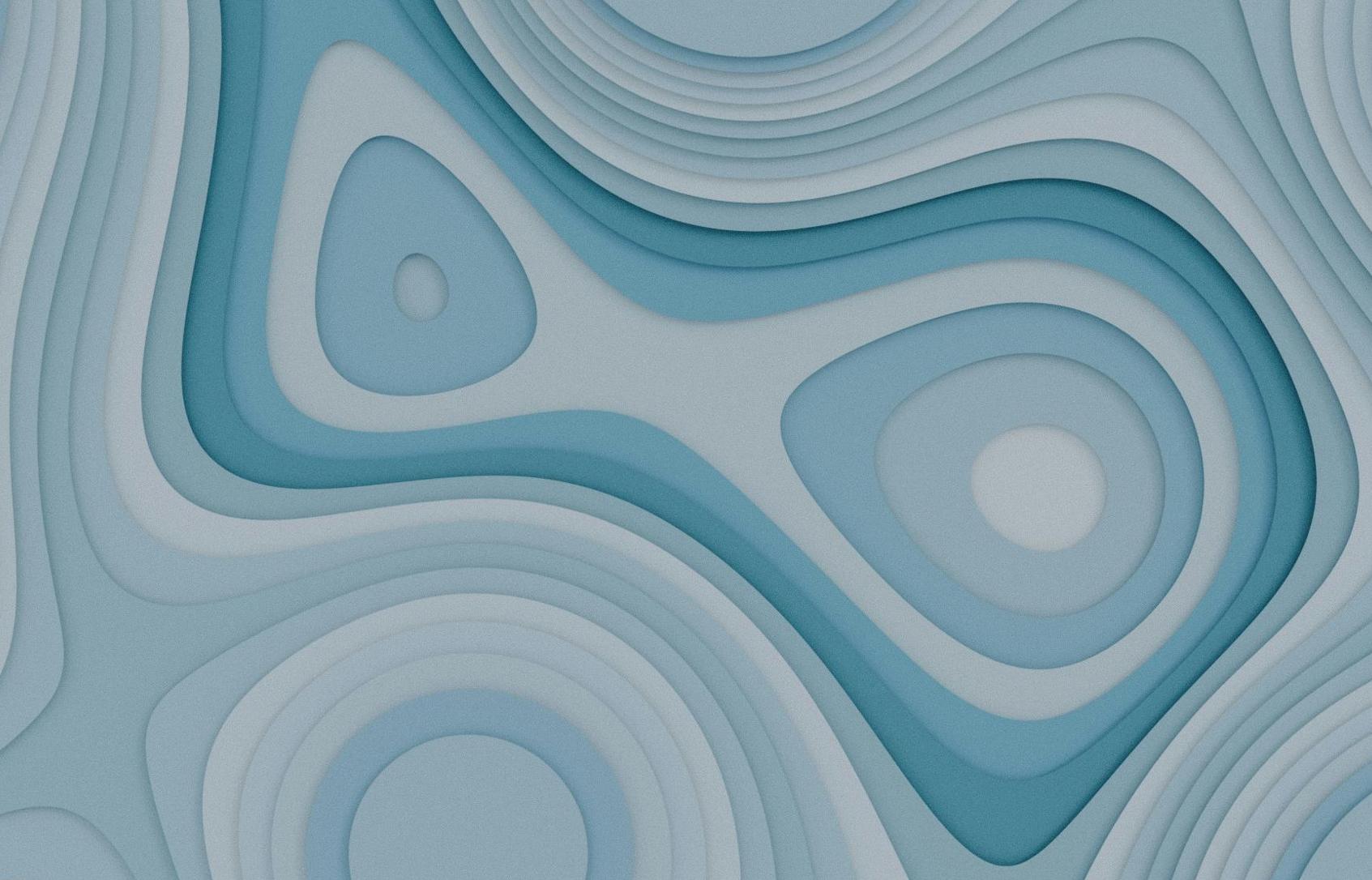 Abstract layered blue paper-cut topography